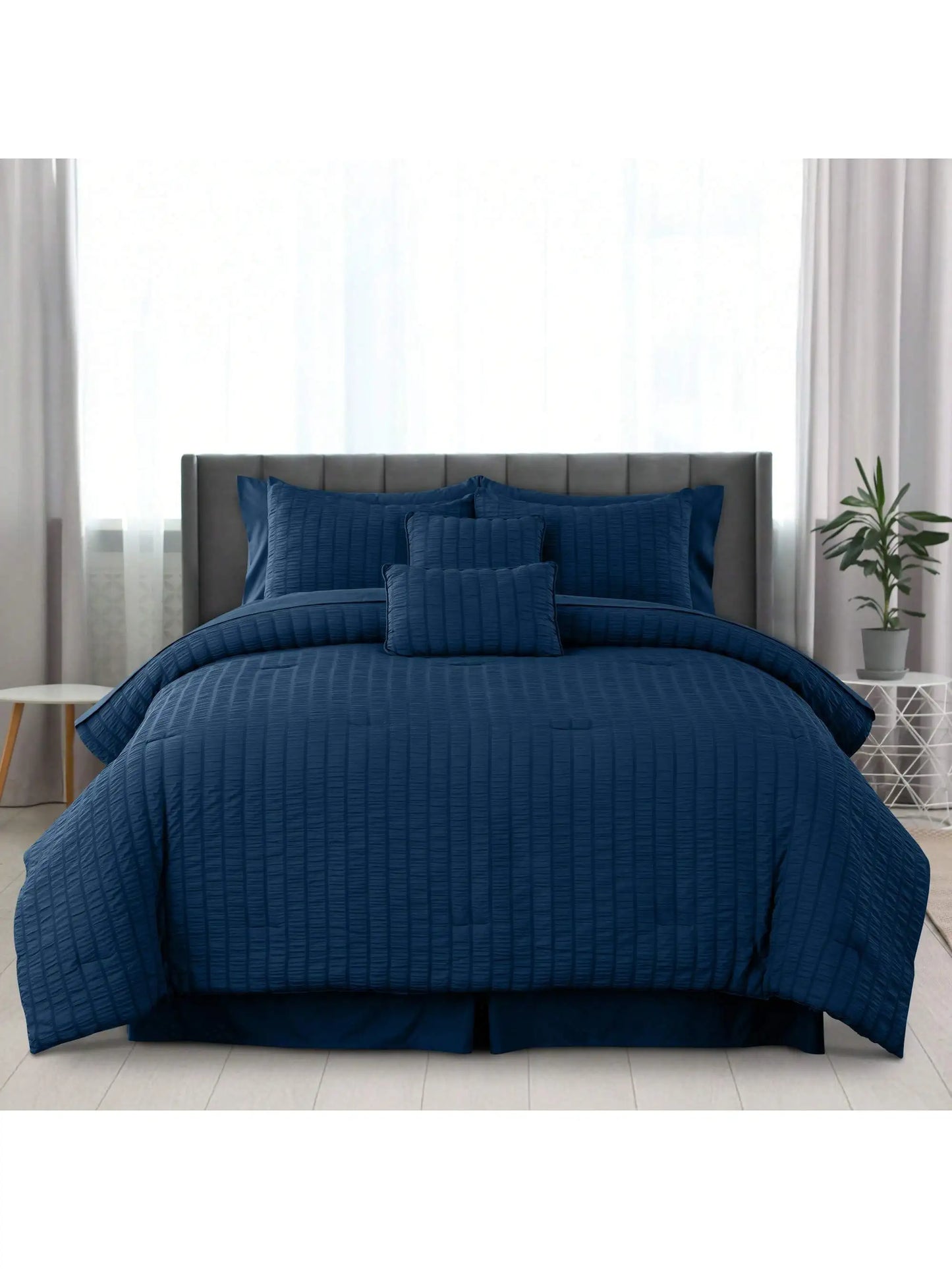Seersucker 10-Piece Lightweight Comforter Set with Sheets