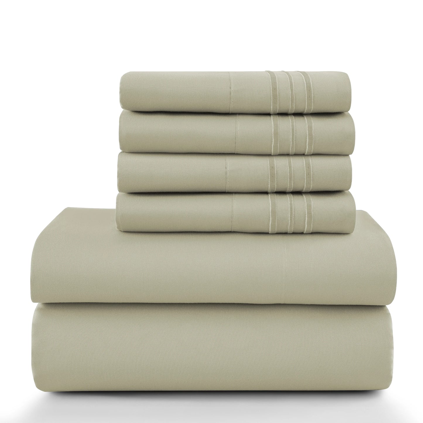 6-Piece Solid Sheet Set Brushed Microfiber Deep Pocket Fitted Sheet with Pillowcases