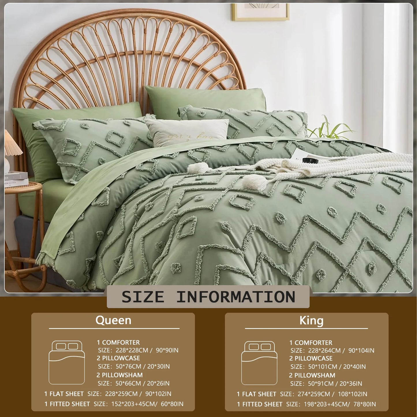 7-Piece Tufted Quilt Bedding Set – Soft Microfiber Lightweight Comforter Set for All Seasons