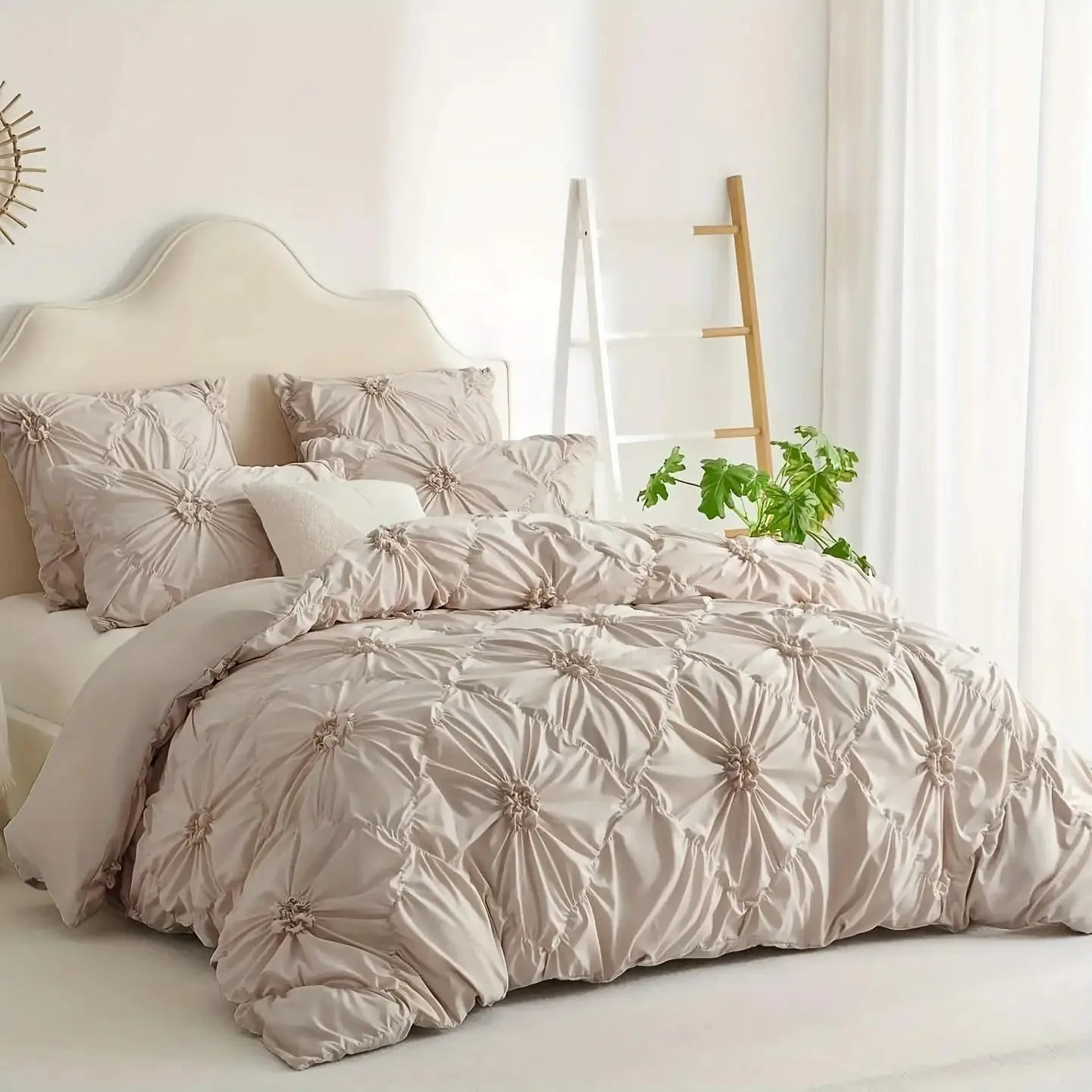 3-Piece Bohemian Plaid Duvet Cover Set, Soft Polyester