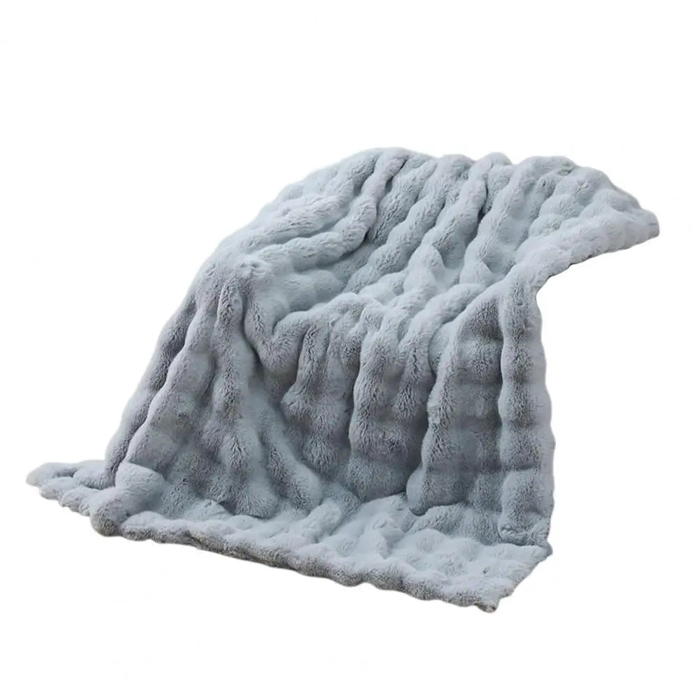 200cm Fuzzy Plush Bubble Throw Blanket Cozy Warm Winter Quilt