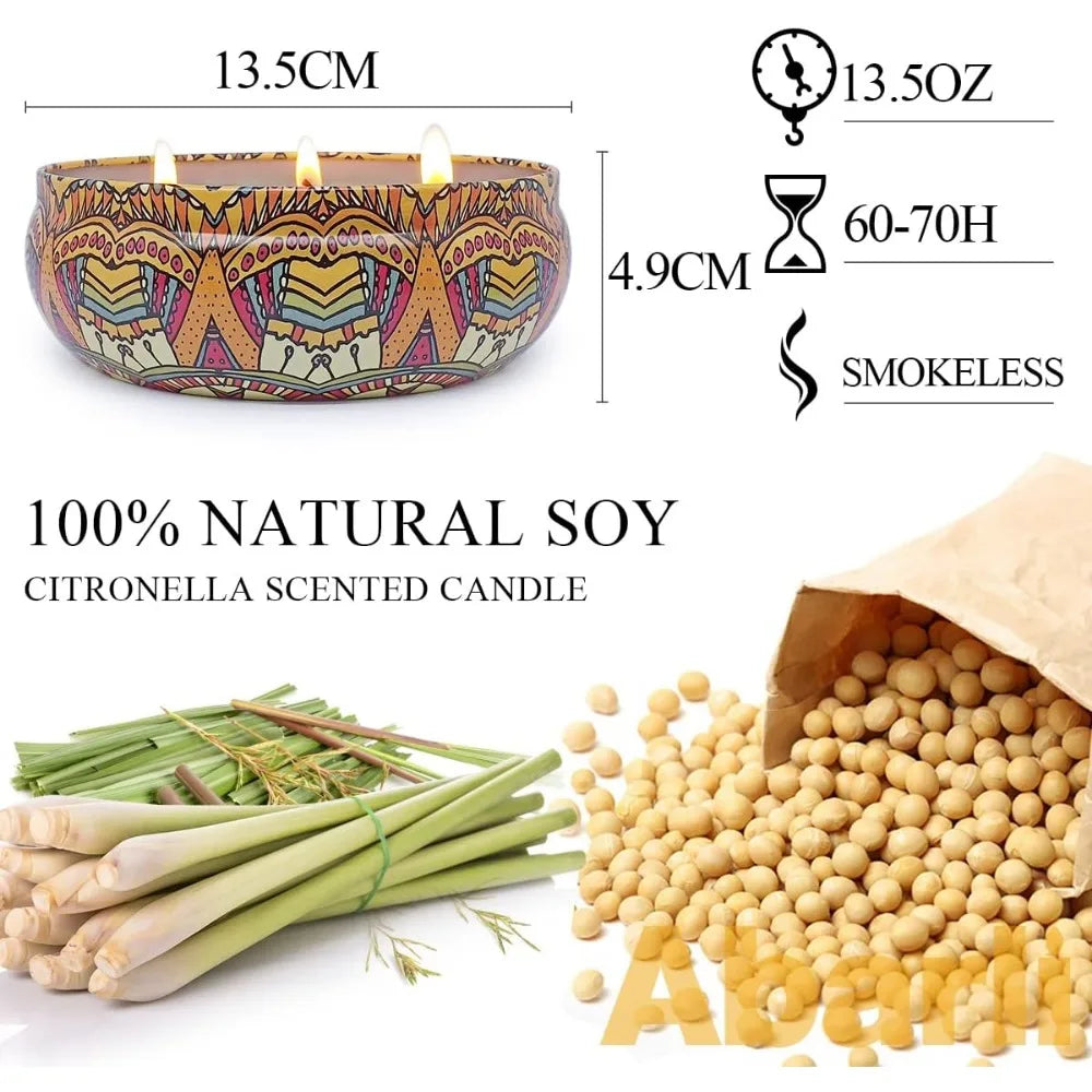 π―οΈ Blue & White Citronella Outdoor Candle β Decorative Bug-Repellent Candle for Patio, Garden & Backyard (8.4 oz)