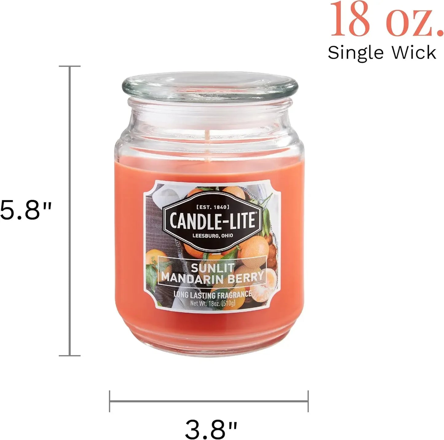 Sunlit Mandarin Berry Aromatherapy Candle – 18oz, Single Wick, Citrus & Vanilla