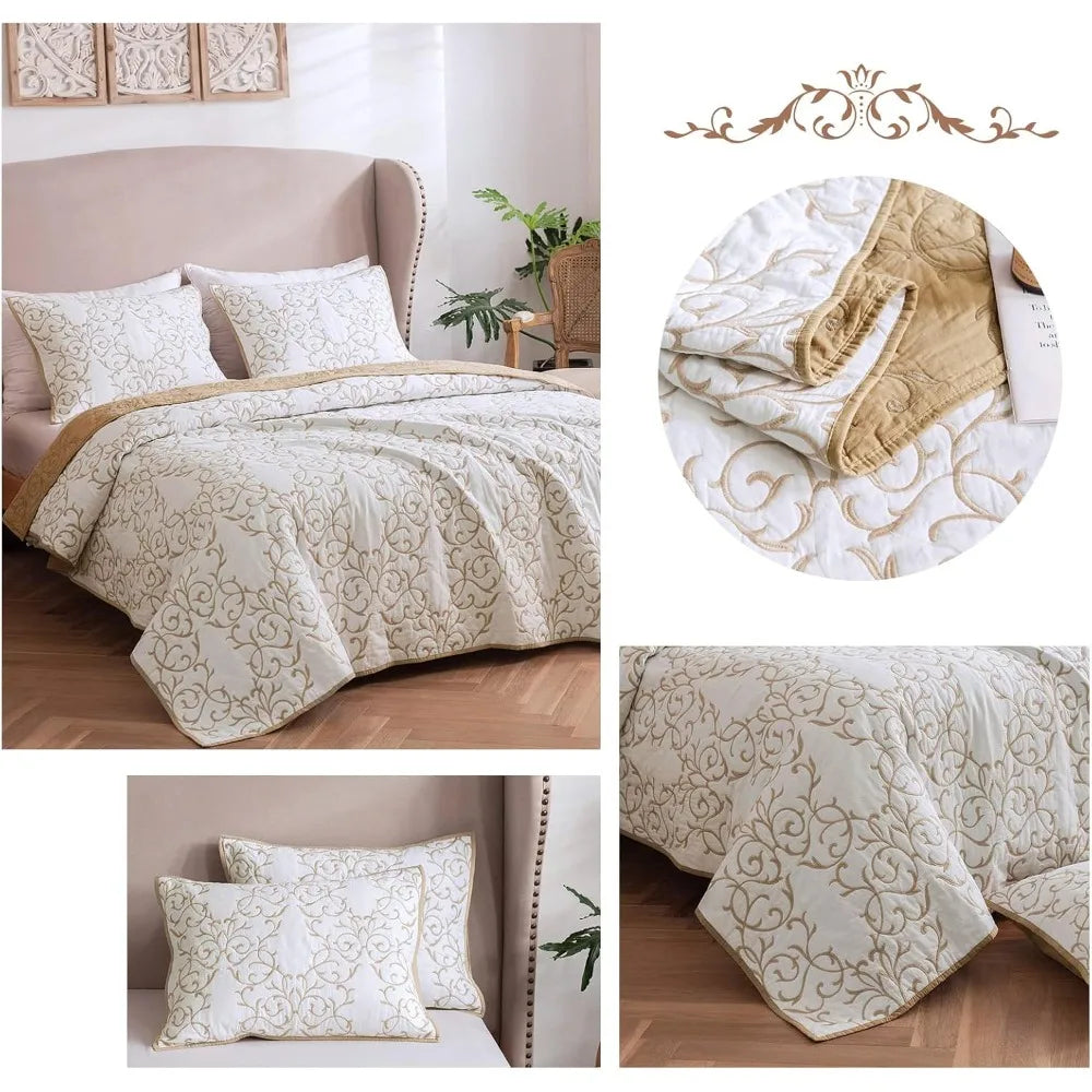King-Size Cotton Quilt Set β 3-Piece with Pillow Shams