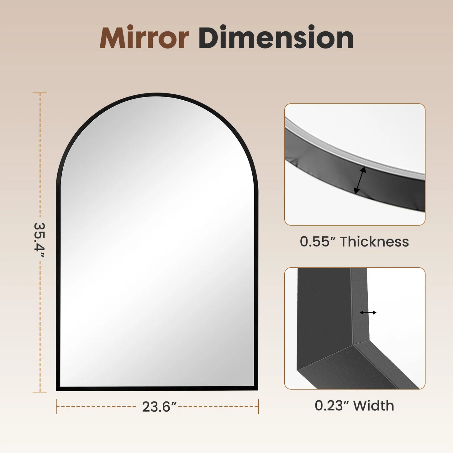 Arched Metal Framed Bathroom & Wall Mirror – Modern Wall Decor