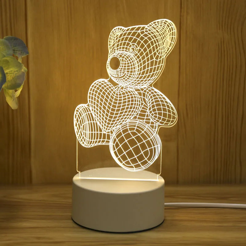 Romantic Love 3D Acrylic LED Night Light – Table Lamp for Bedroom