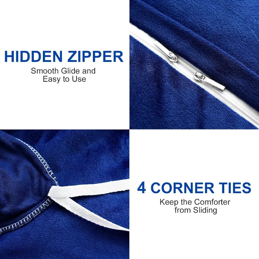 Luxury Velvet Twin Comforter Cover Set – Ultra-Soft 3-Piece Plush Duvet Cover with Zipper Closure