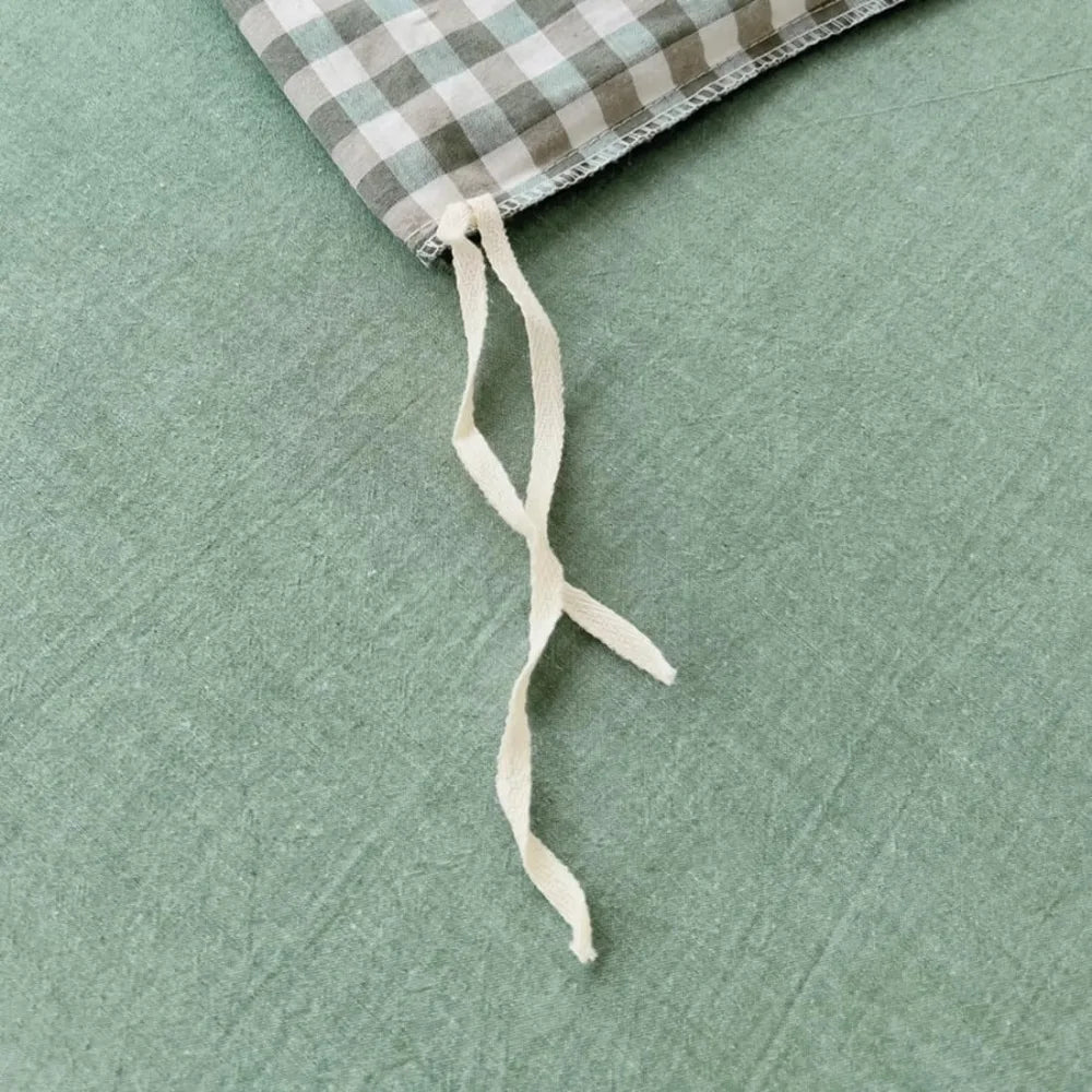 Queen Size Cotton Plaid Duvet Cover Set β Washed Green Gingham 3-Piece Bedding πποΈ