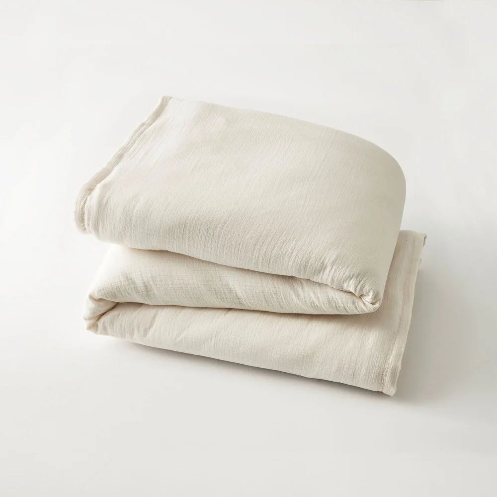 3-Piece Cream Gauze Comforter Set – Full/Queen, Soft & Machine Washable