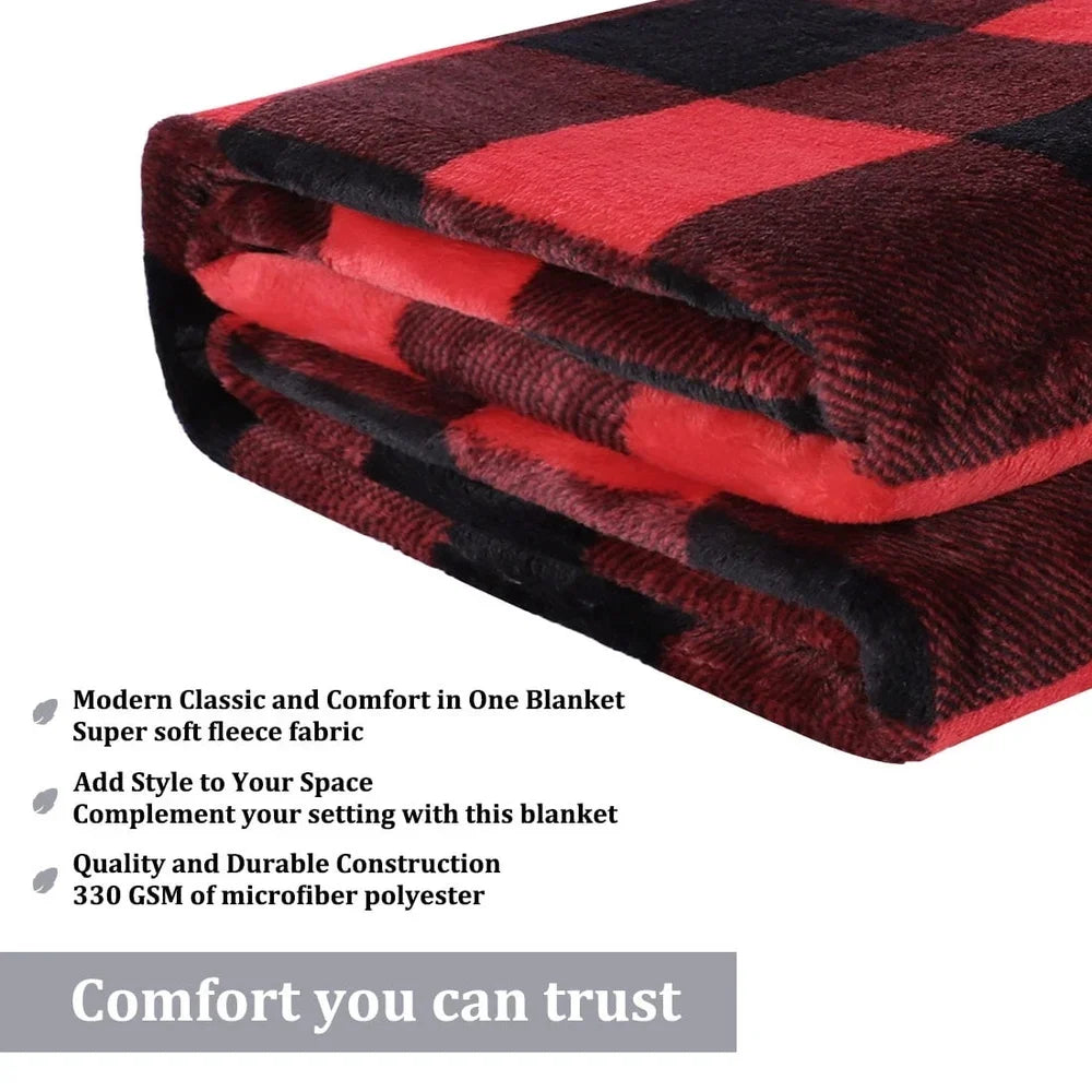 Plaid Soft Plush Fleece Blanket – Lightweight, Cozy & Stylish Comfort for Every Season