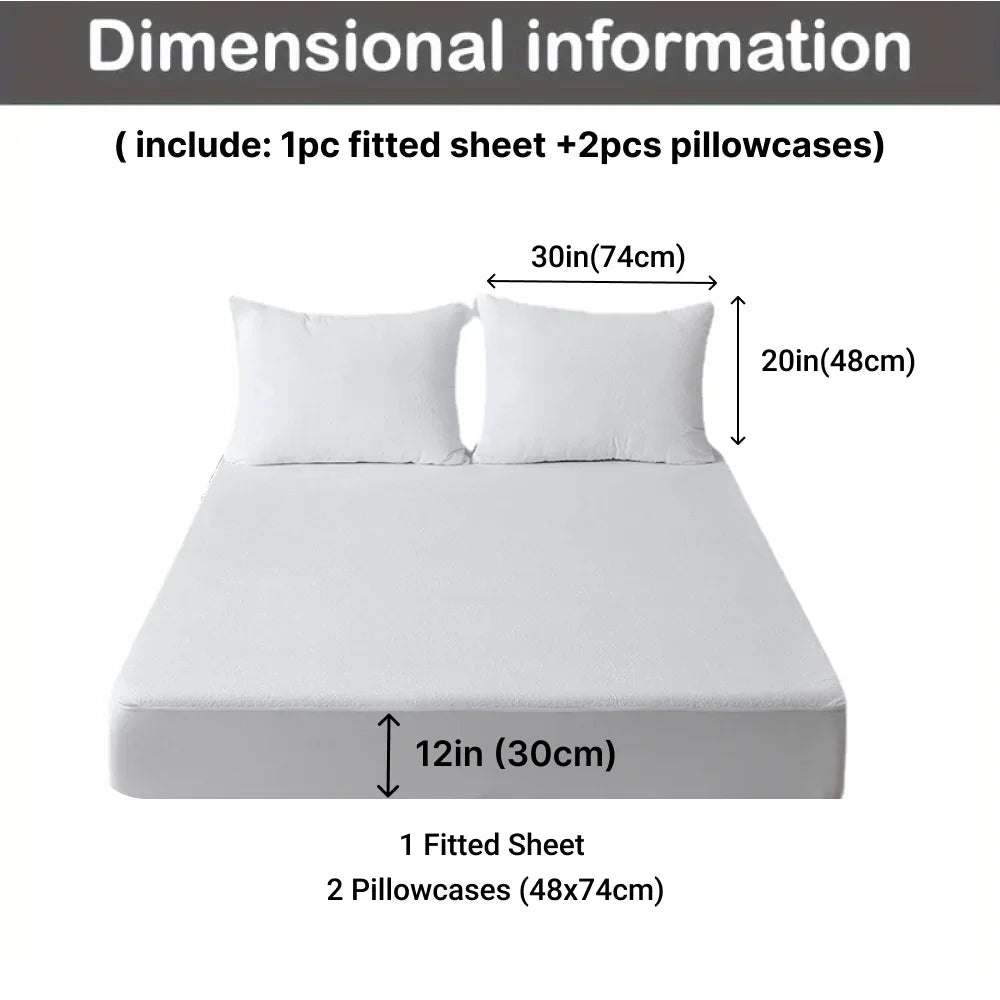 3-Piece Cotton Fitted Bed Sheet Set – Soft, Breathable Fitted Sheet & 2 Pillowcases