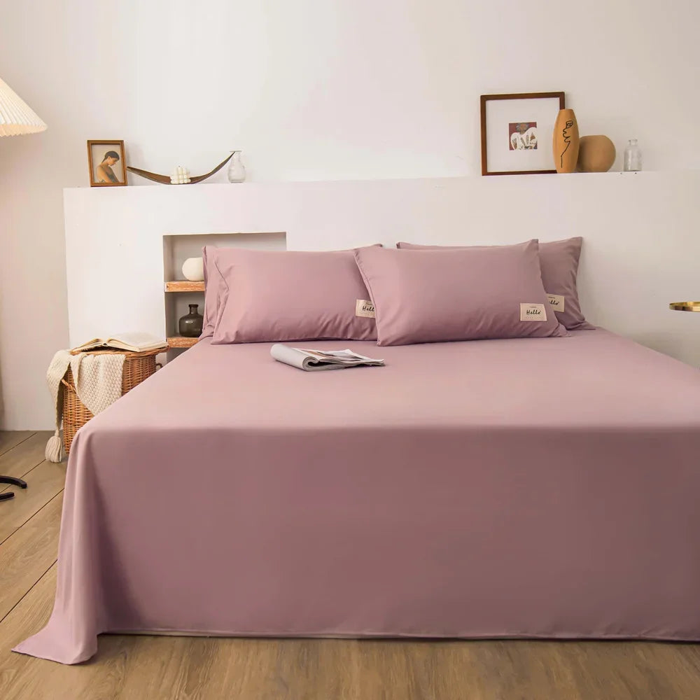 Soft Polyester Flat Bed Sheet | Breathable, Skin-Friendly & Fade-Resistant Bedding