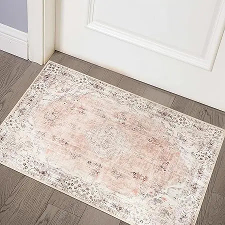 Large 8x10 Bohemian Area Rug – Soft Blue Washable Living Room Carpet with Non-Slip Abstract Design