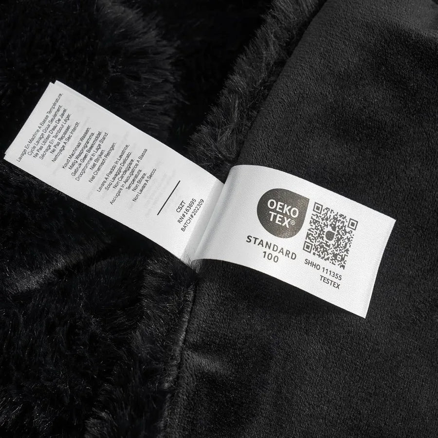 Black Faux Fur Throw Blanket – 60x80 Inches, Cozy & Plush
