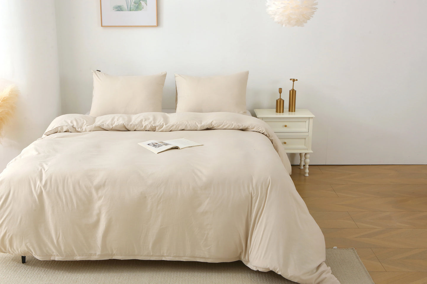 3-Piece Solid Color King Duvet Cover Set