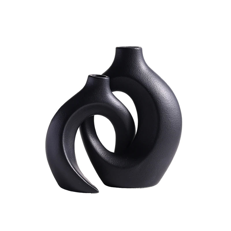 2-Piece Ceramic Vase Set – Modern Decorative Art for Living Room & Bedroom