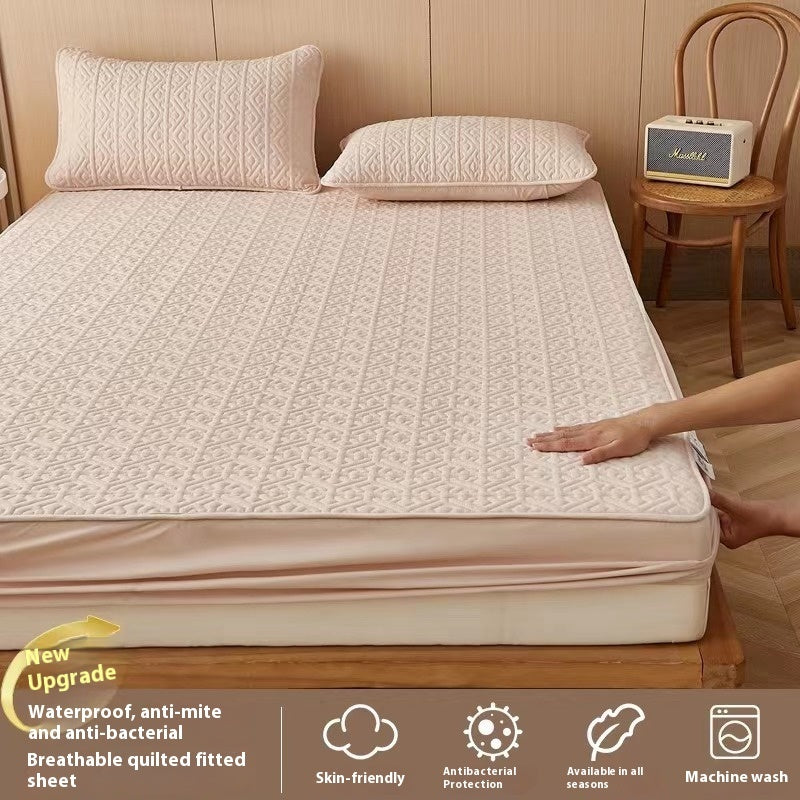 Quilted Fitted Sheet – Single-Piece Antibacterial Fiber, Thick & Soft