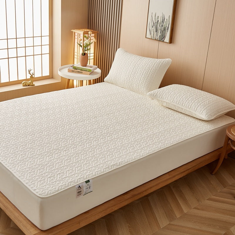 Quilted Fitted Sheet – Single-Piece Antibacterial Fiber, Thick & Soft