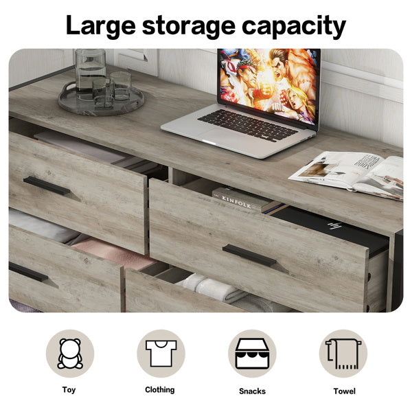 Wooden 6-Drawer Dresser – Stylish Storage Chest & Locker