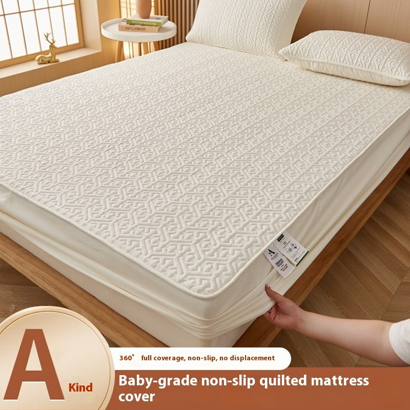 Quilted Fitted Sheet – Single-Piece Antibacterial Fiber, Thick & Soft