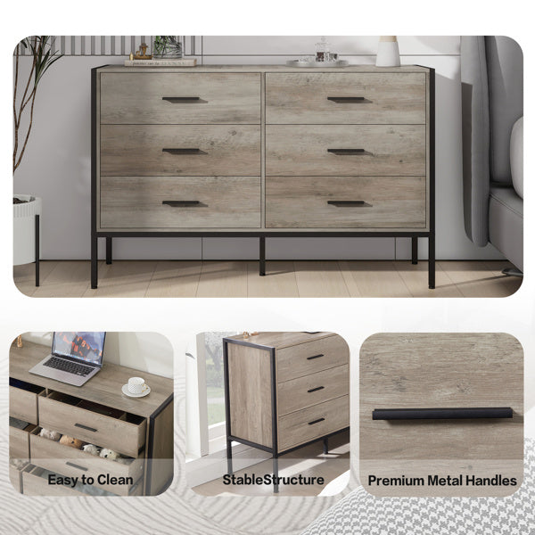 Wooden 6-Drawer Dresser – Stylish Storage Chest & Locker