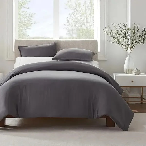Serta Simply Clean Pleated Queen Duvet Cover – Easy Care & Durable