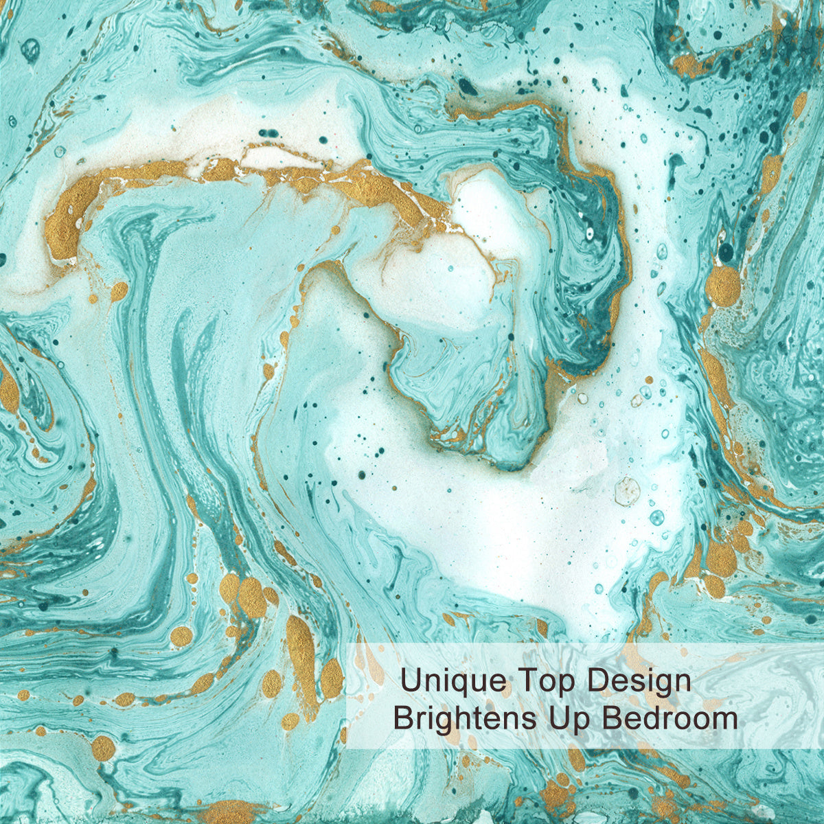 Luxury Marble Duvet Cover – Teal Blue & Gold Glitter Chic Bedding Set