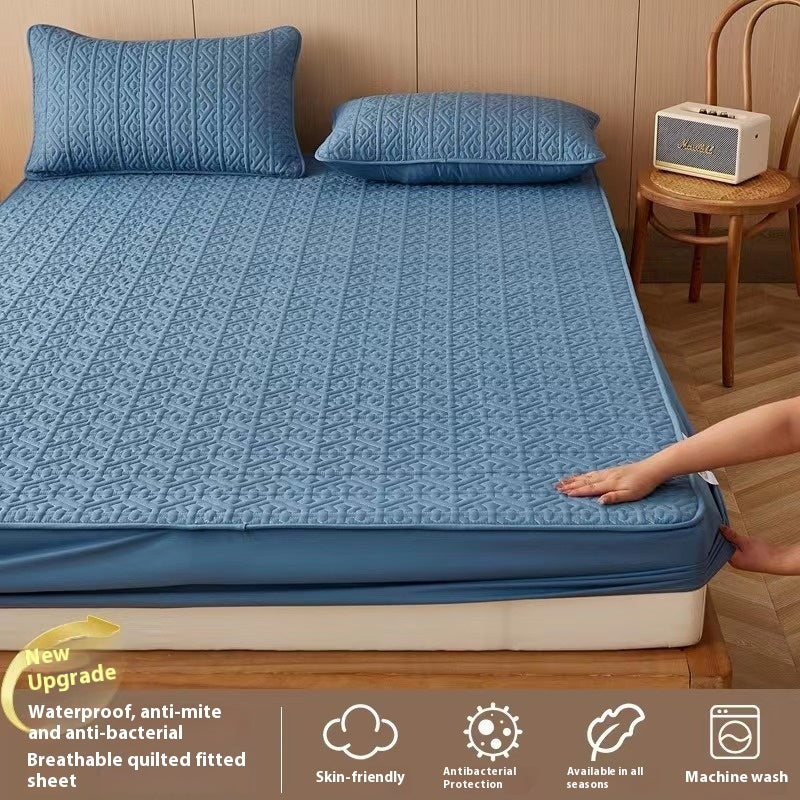 Quilted Fitted Sheet – Single-Piece Antibacterial Fiber, Thick & Soft