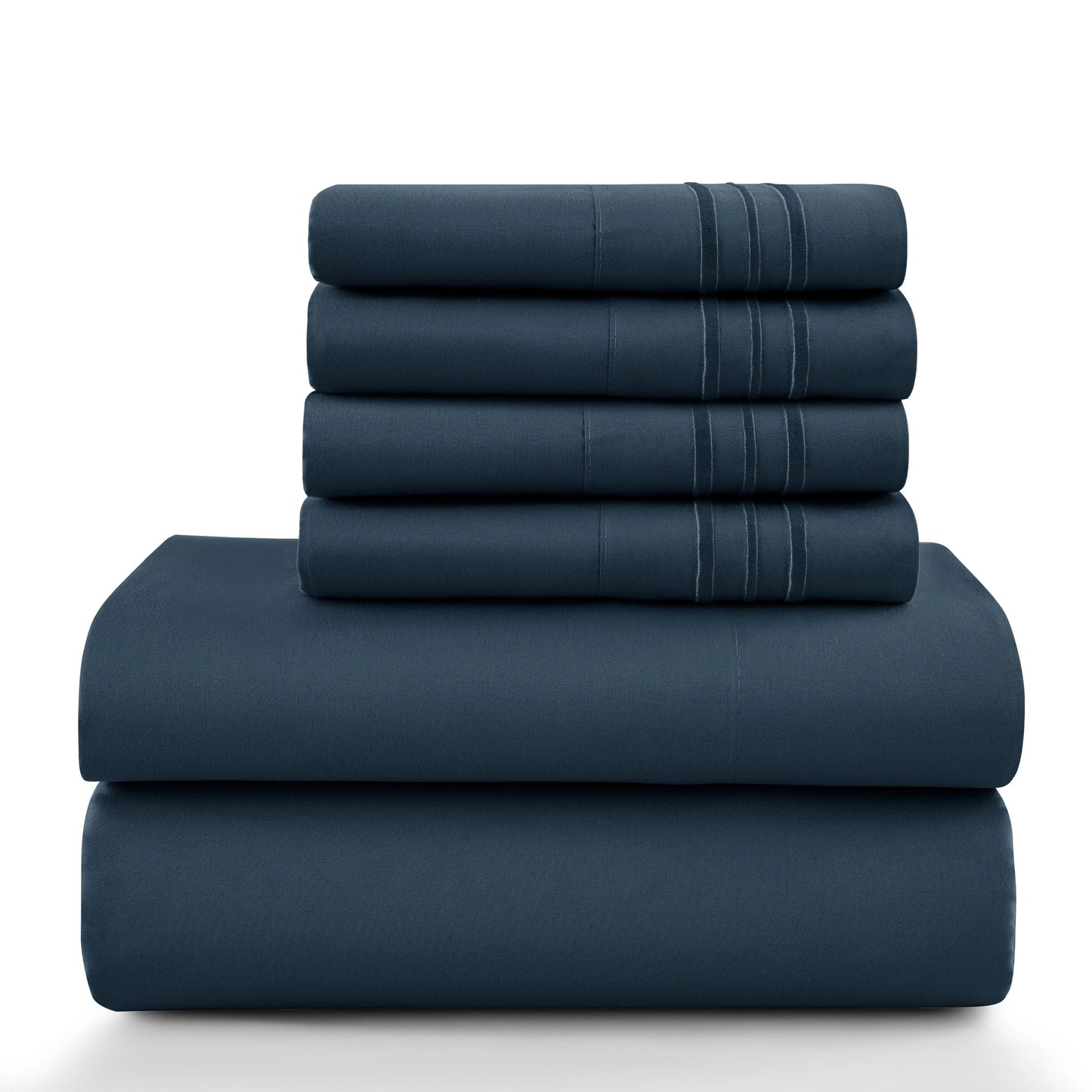 6-Piece Solid Sheet Set Brushed Microfiber Deep Pocket Fitted Sheet with Pillowcases