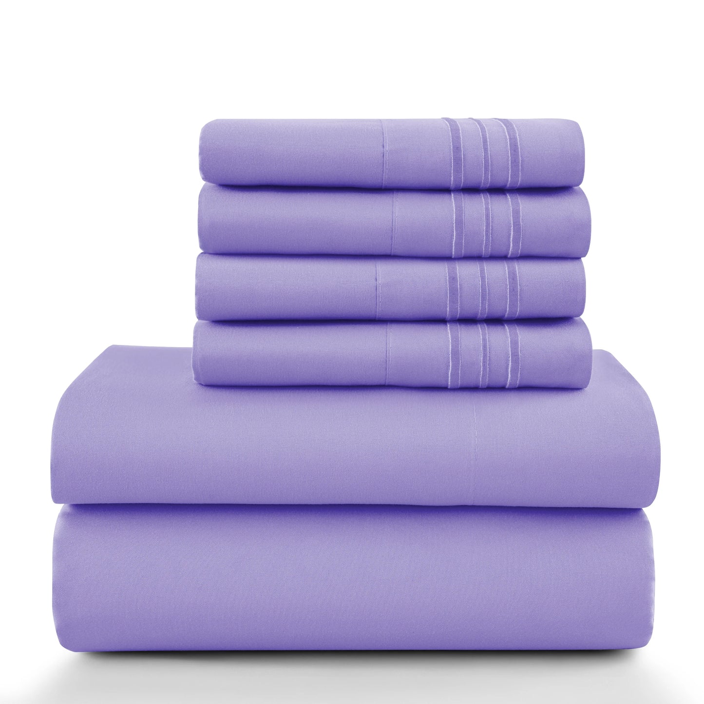 6-Piece Solid Sheet Set Brushed Microfiber Deep Pocket Fitted Sheet with Pillowcases
