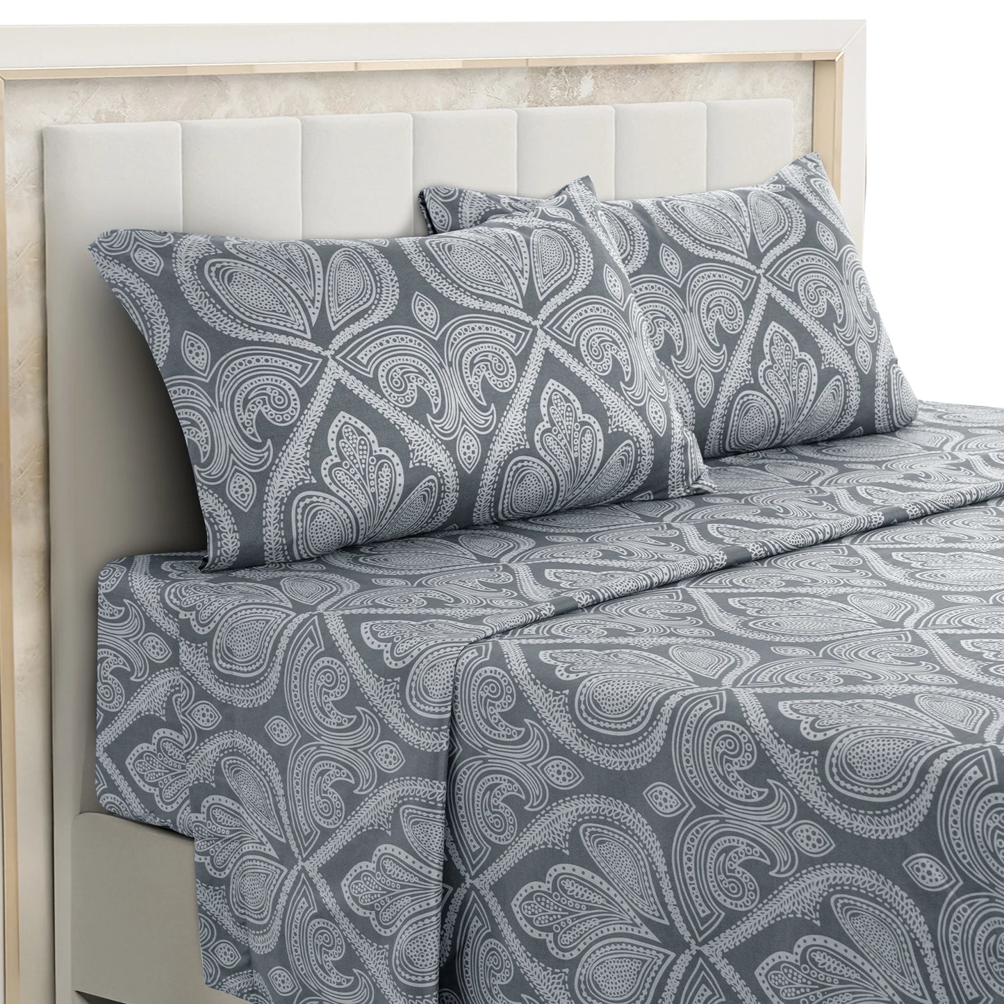 Lux Decor 4-Piece Paisley Bed Sheet Set – Soft Brushed Microfiber