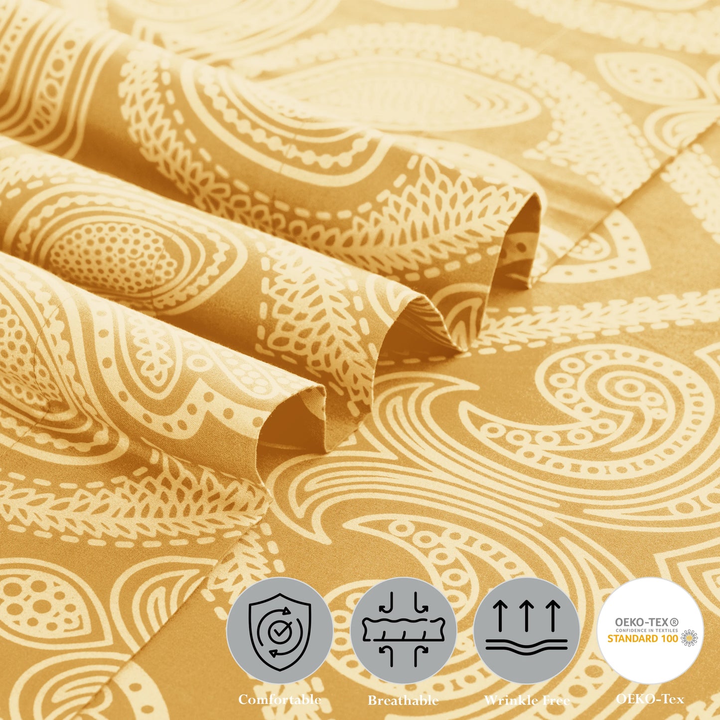 Lux Decor 4-Piece Paisley Bed Sheet Set – Soft Brushed Microfiber