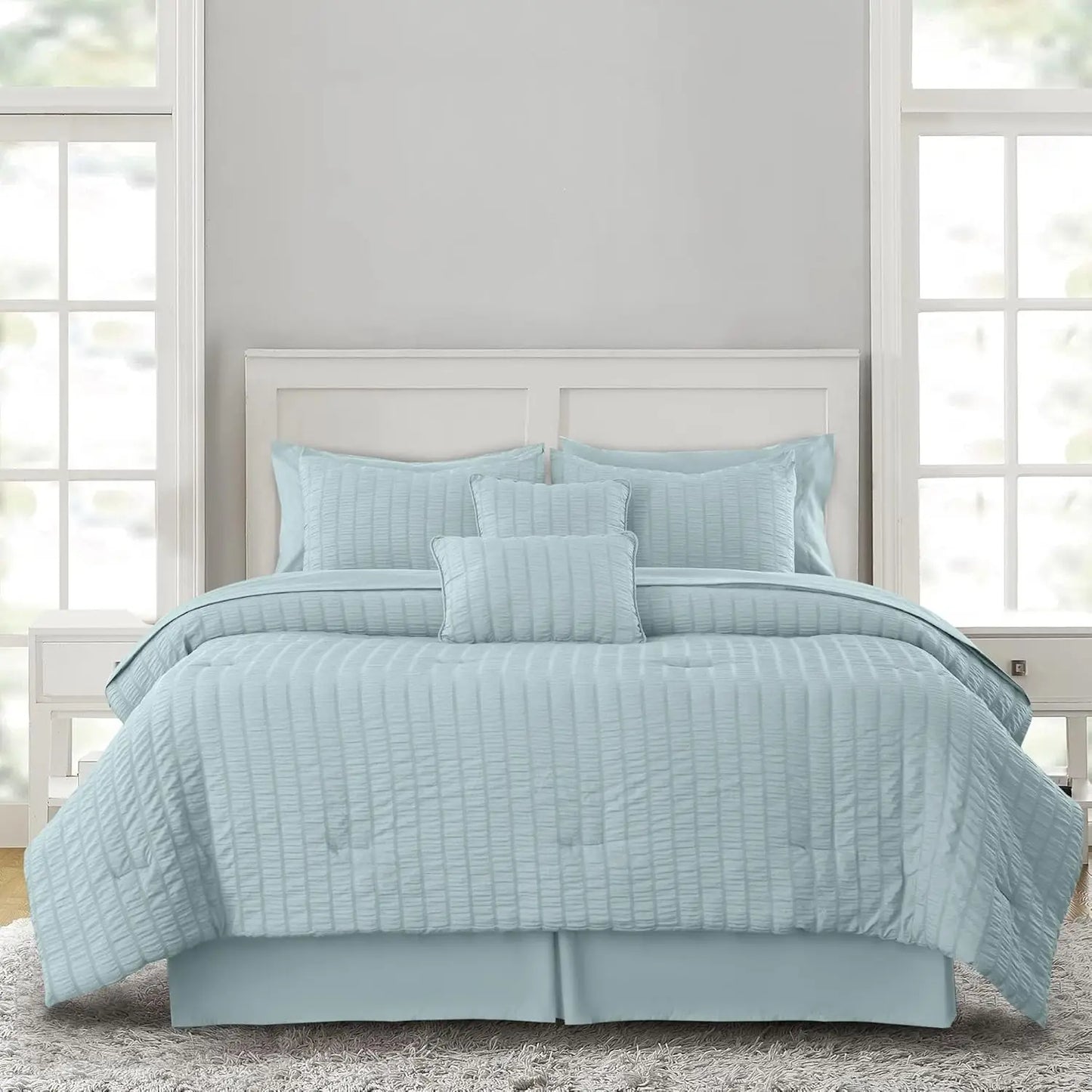 Lux Décor 10-Piece Seersucker Comforter Set – Lightweight, All-Season Bedding