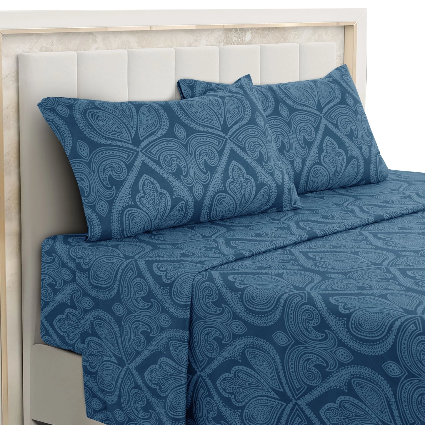 Lux Decor 4-Piece Paisley Bed Sheet Set – Soft Brushed Microfiber