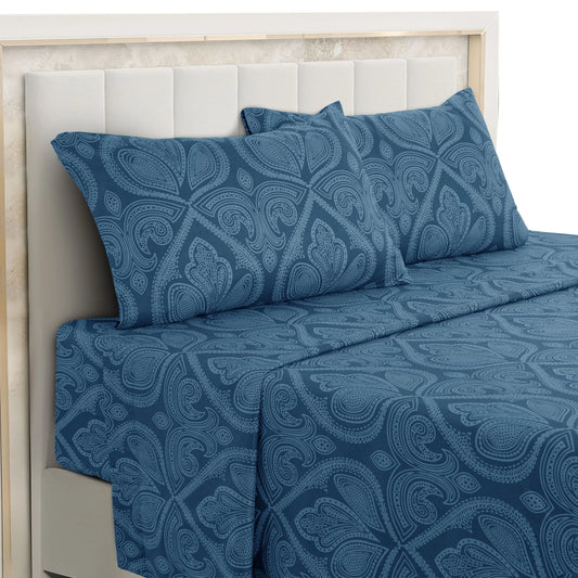 Lux Decor 4-Piece Paisley Bed Sheet Set – Soft Brushed Microfiber