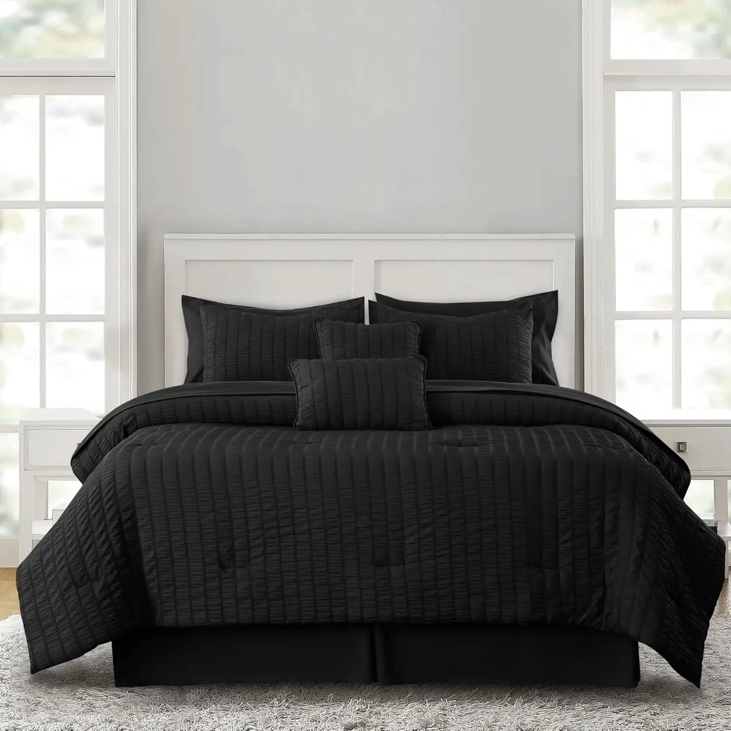Lux Décor 10-Piece Seersucker Comforter Set – Lightweight, All-Season Bedding
