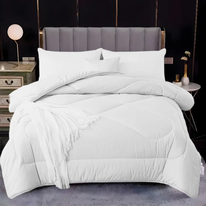 Quilted Down Alternative Comforter – Box-Stitched with Corner Tabs (White)