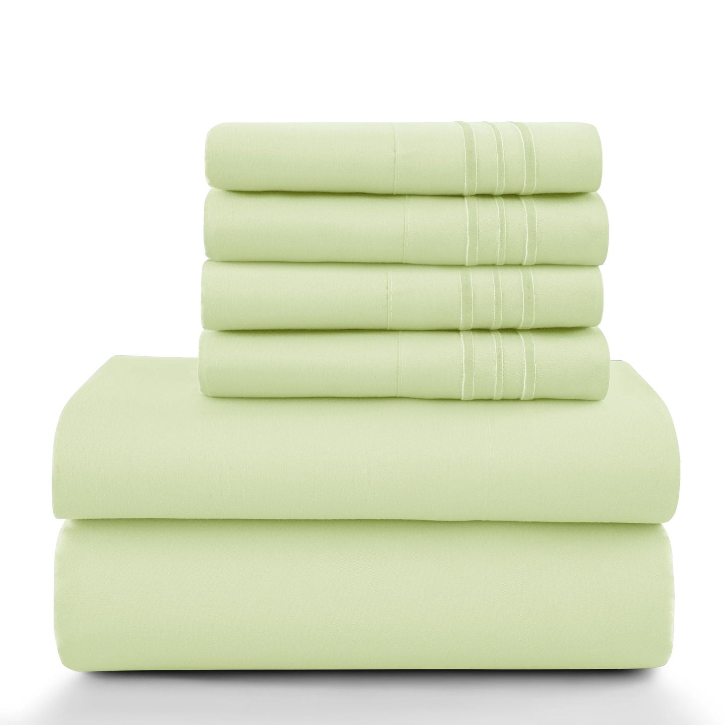6-Piece Solid Sheet Set Brushed Microfiber Deep Pocket Fitted Sheet with Pillowcases