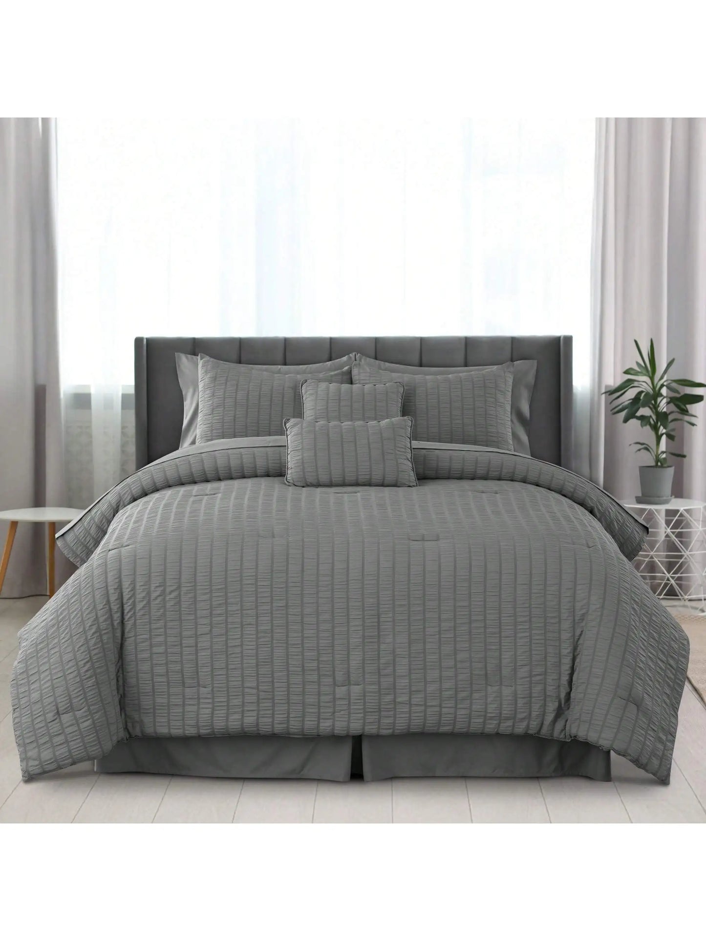 Seersucker 10-Piece Lightweight Comforter Set with Sheets