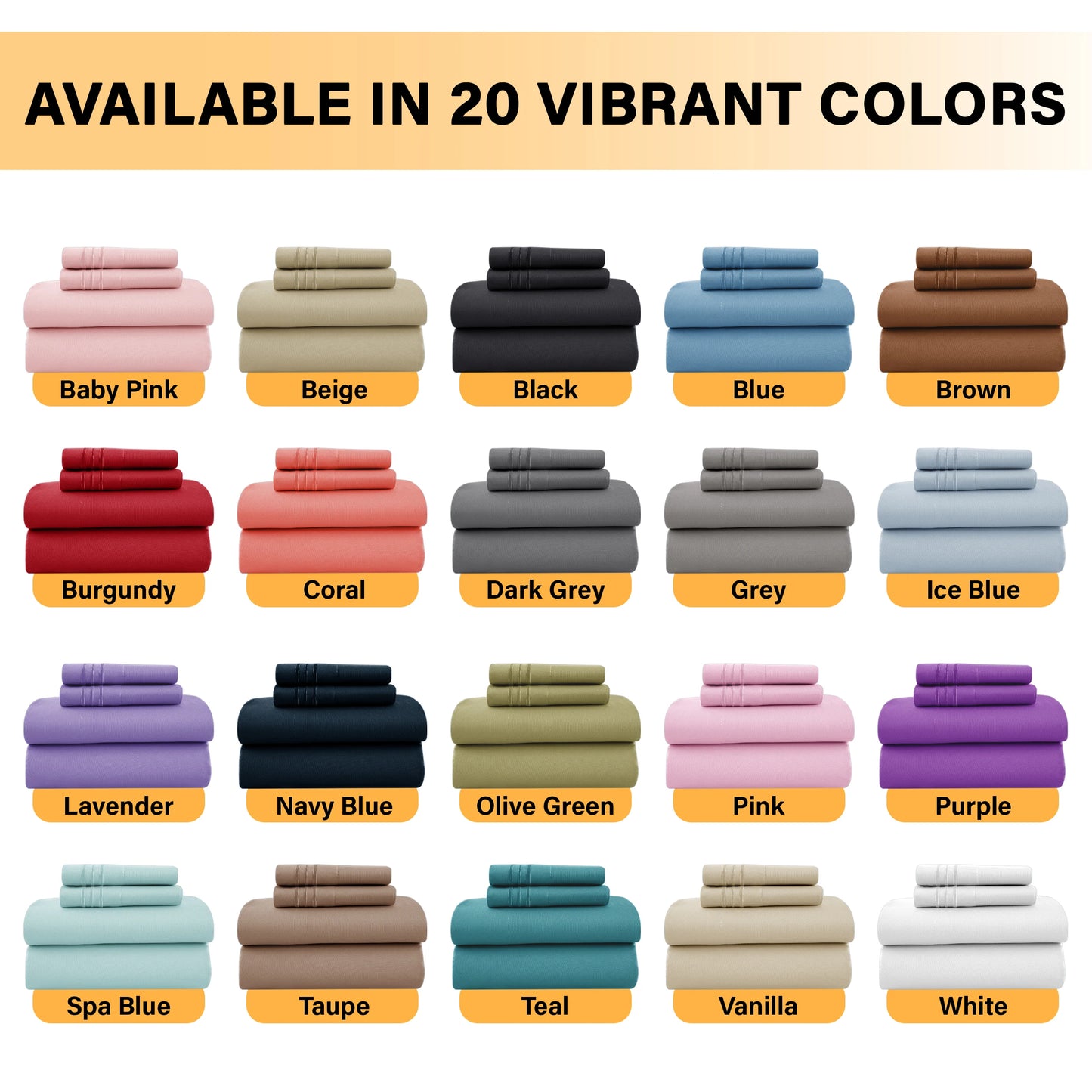 6-Piece Solid Sheet Set Brushed Microfiber Deep Pocket Fitted Sheet with Pillowcases