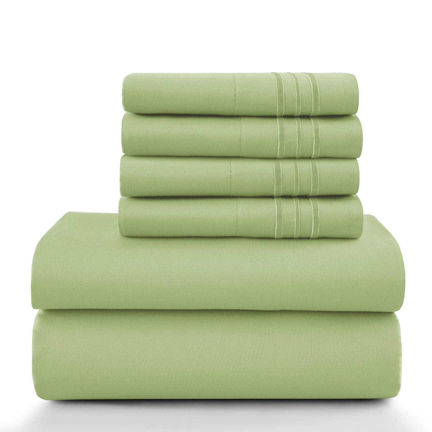 6-Piece Solid Sheet Set Brushed Microfiber Deep Pocket Fitted Sheet with Pillowcases