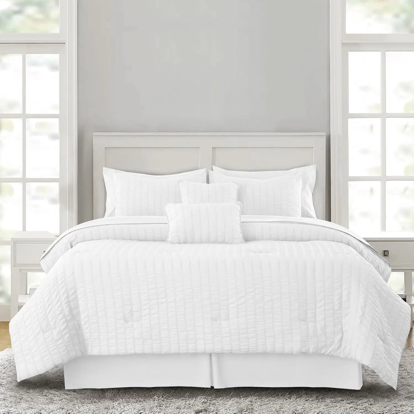 Lux Décor 10-Piece Seersucker Comforter Set – Lightweight, All-Season Bedding
