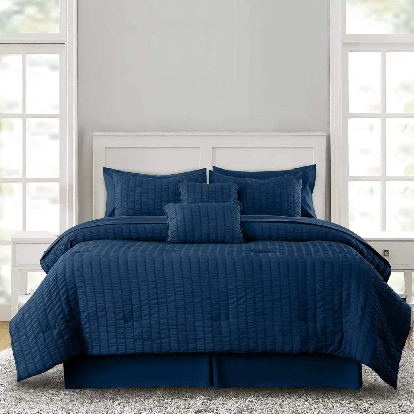 Lux Décor 10-Piece Seersucker Comforter Set – Lightweight, All-Season Bedding