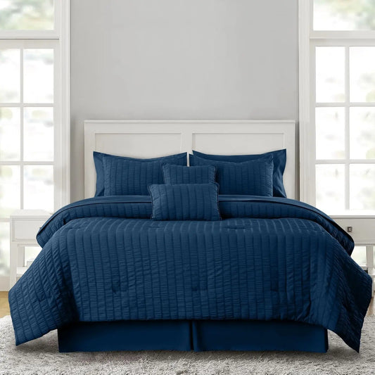 Lux Décor 10-Piece Seersucker Comforter Set – Lightweight, All-Season Bedding