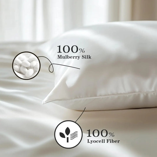 Dual-Sided Silk & Tencel Pillowcase – 19 Momme Cooling Luxury Pillow Cover for Hair & Skin Care