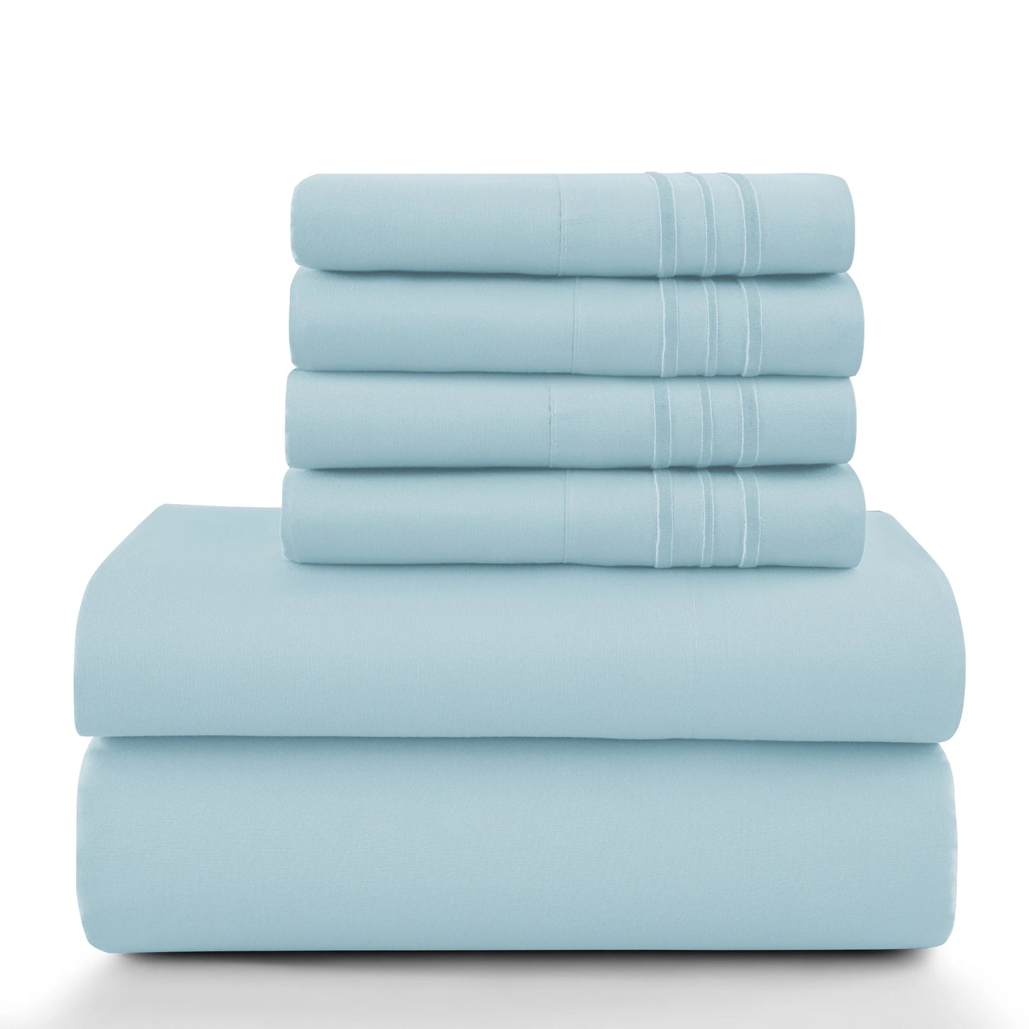 6-Piece Solid Sheet Set Brushed Microfiber Deep Pocket Fitted Sheet with Pillowcases