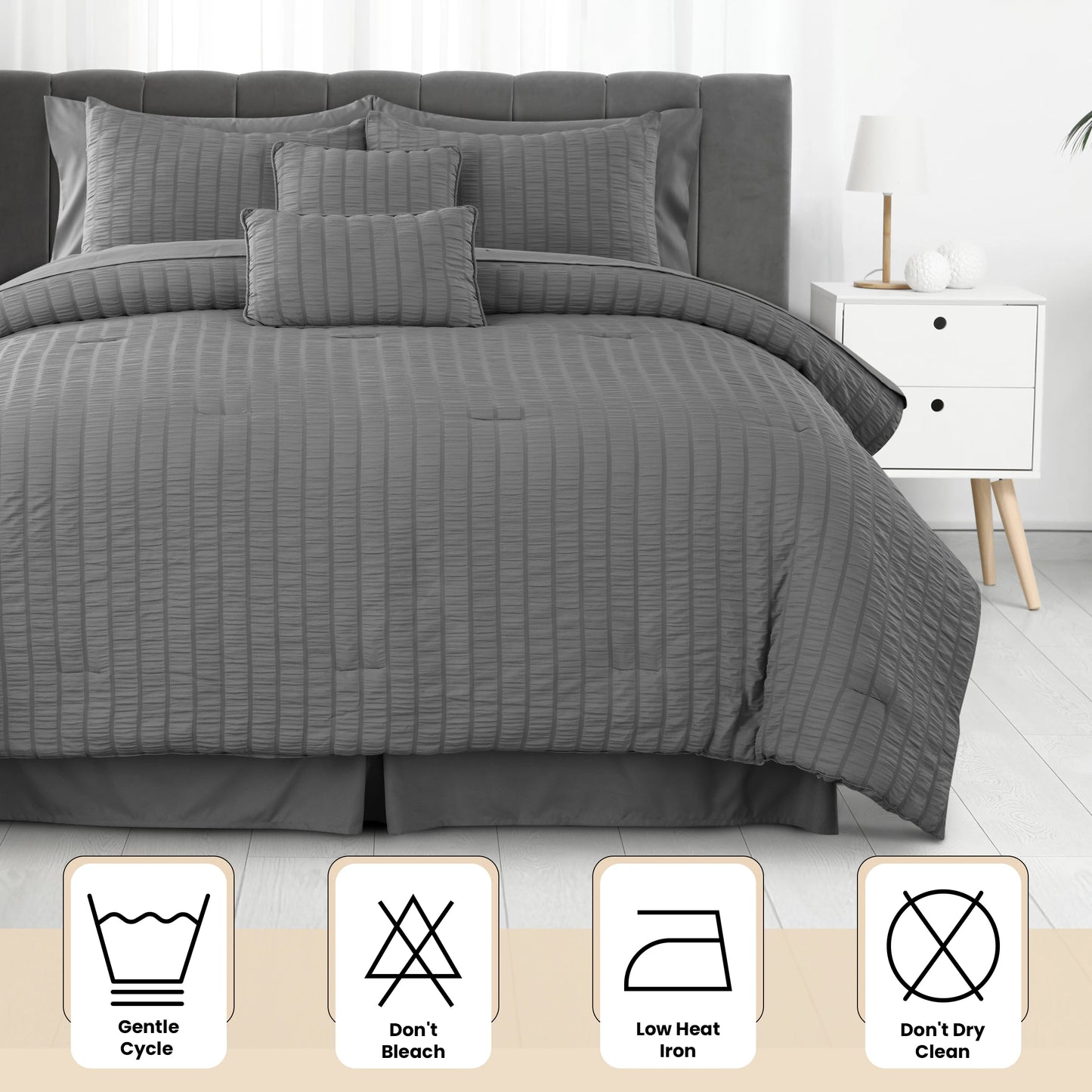 Seersucker 10-Piece Lightweight Comforter Set with Sheets