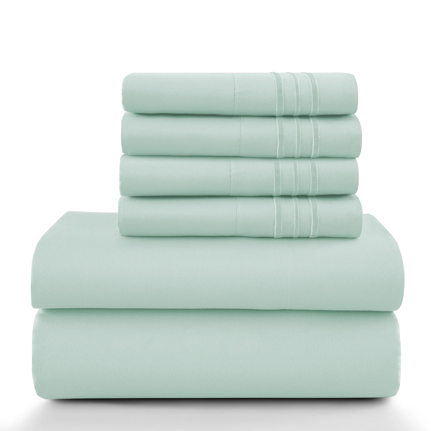 6-Piece Solid Sheet Set Brushed Microfiber Deep Pocket Fitted Sheet with Pillowcases