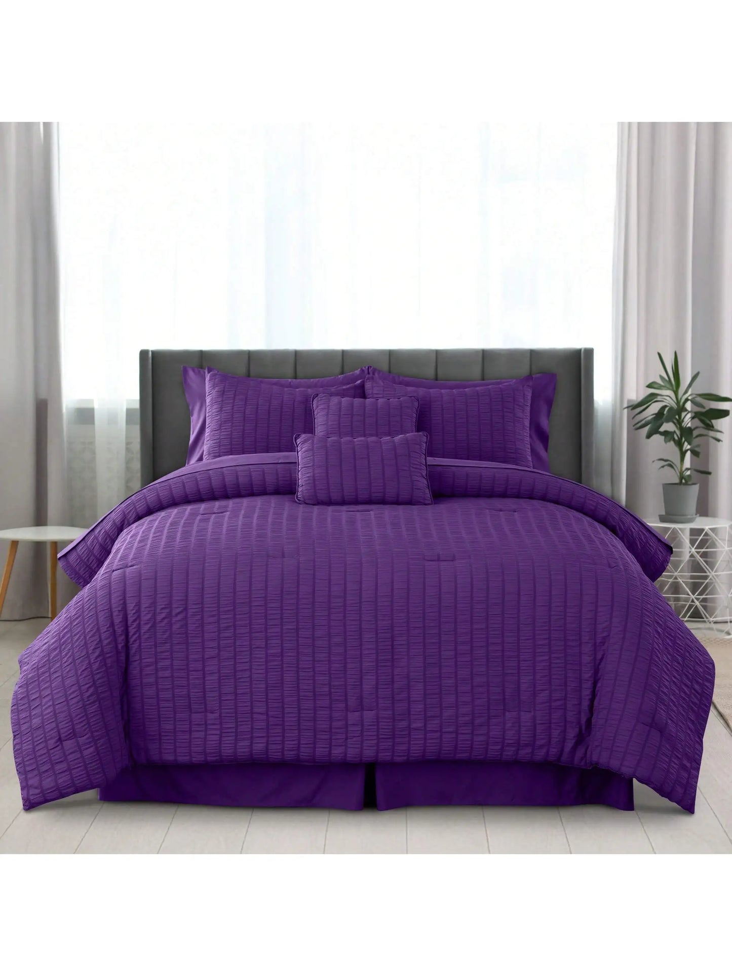 Seersucker 10-Piece Lightweight Comforter Set with Sheets