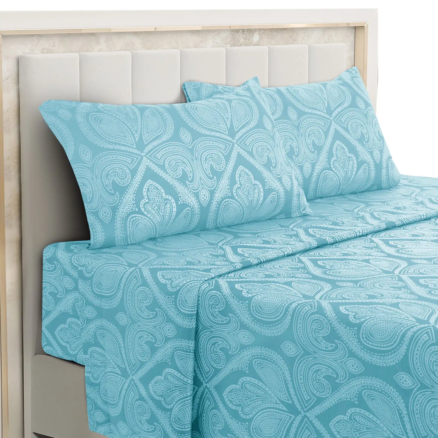 Lux Decor 4-Piece Paisley Bed Sheet Set – Soft Brushed Microfiber